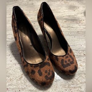 Liz Claiborne leopard calf hair wedge